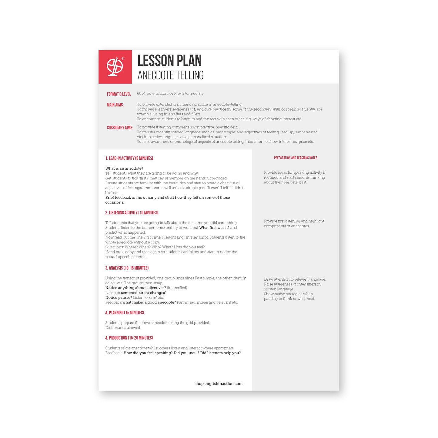 Anecdote Telling Lesson Plan | EFL Resource for Conversational English Practice