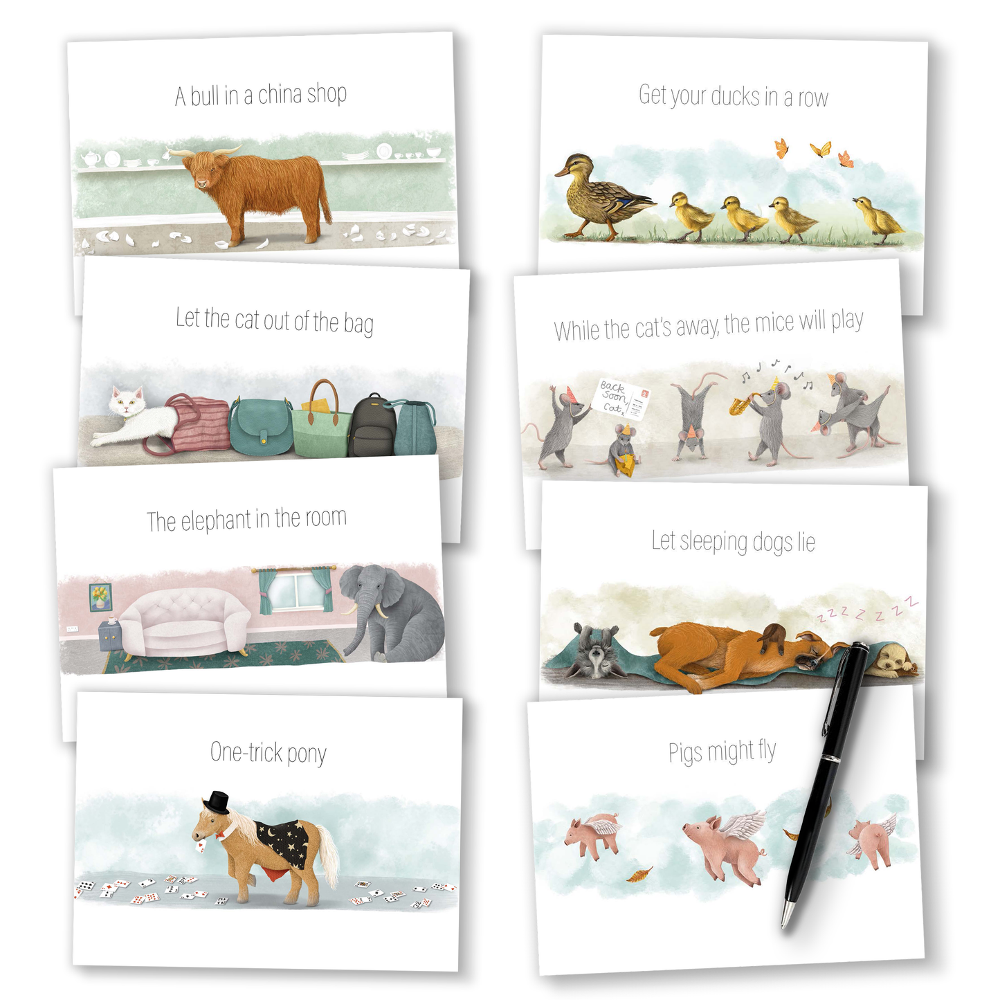 Animal Idioms Printable Postcards - Illustrations for Teaching Idiomatic Expressions