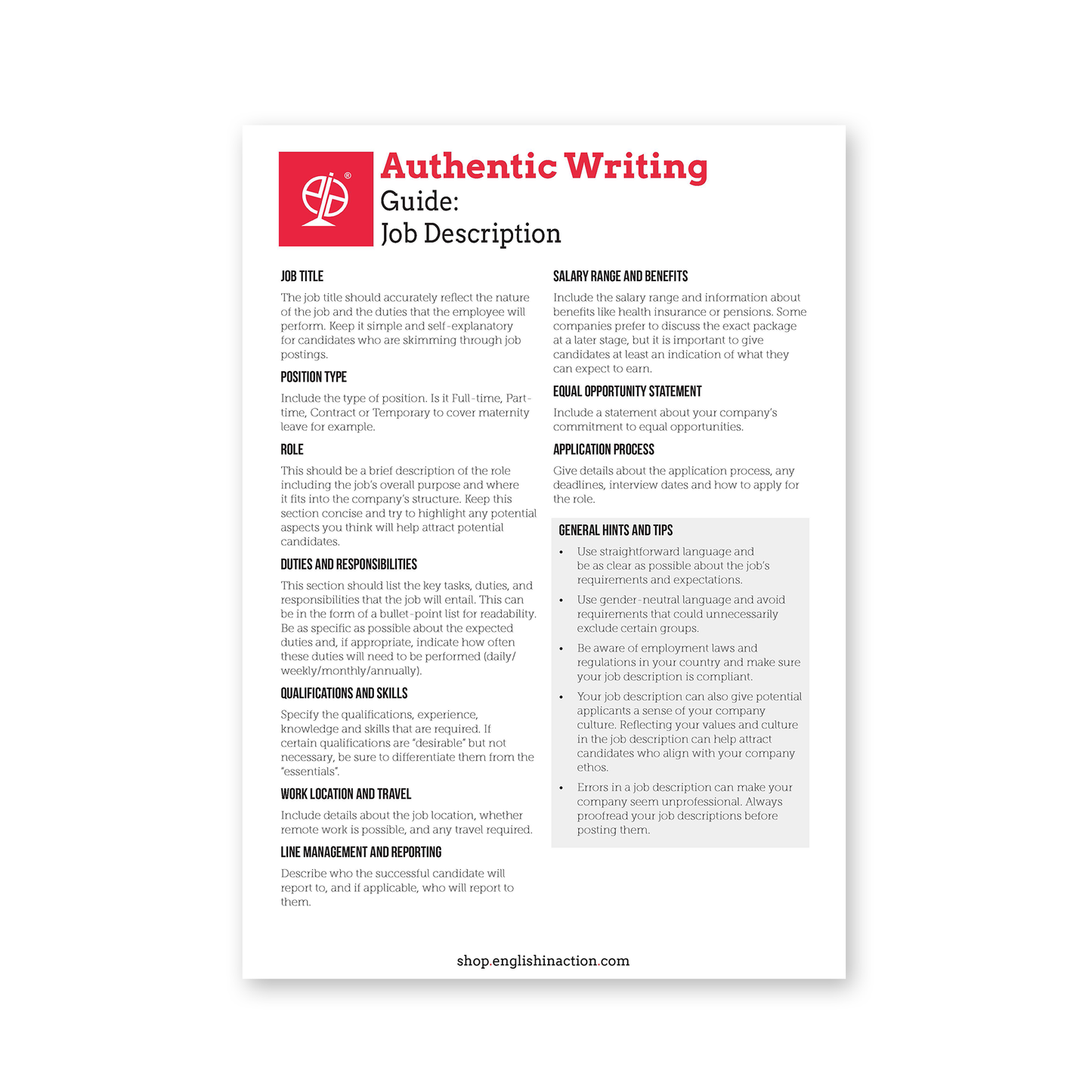 Authentic Writing Templates | EFL Resource for Emails, CVs, Blogs and More - shop.englishinaction.com
