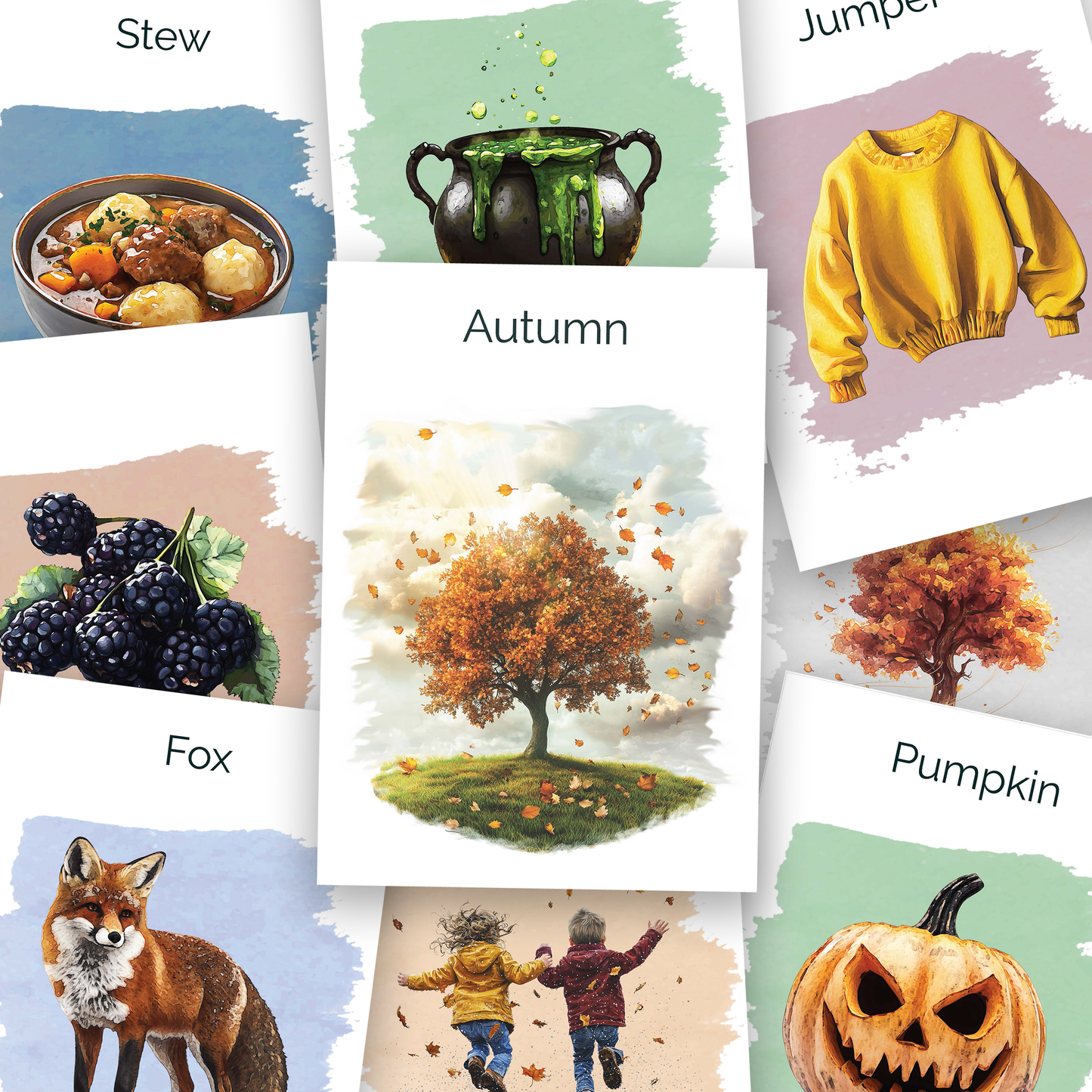 Autumn and Halloween EFL Flashcards | Seasonal Vocabulary and British Culture for ESL Learners