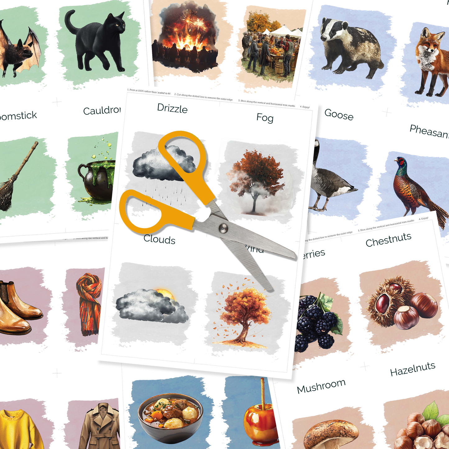 Autumn and Halloween EFL Flashcards | Seasonal Vocabulary and British Culture for ESL Learners