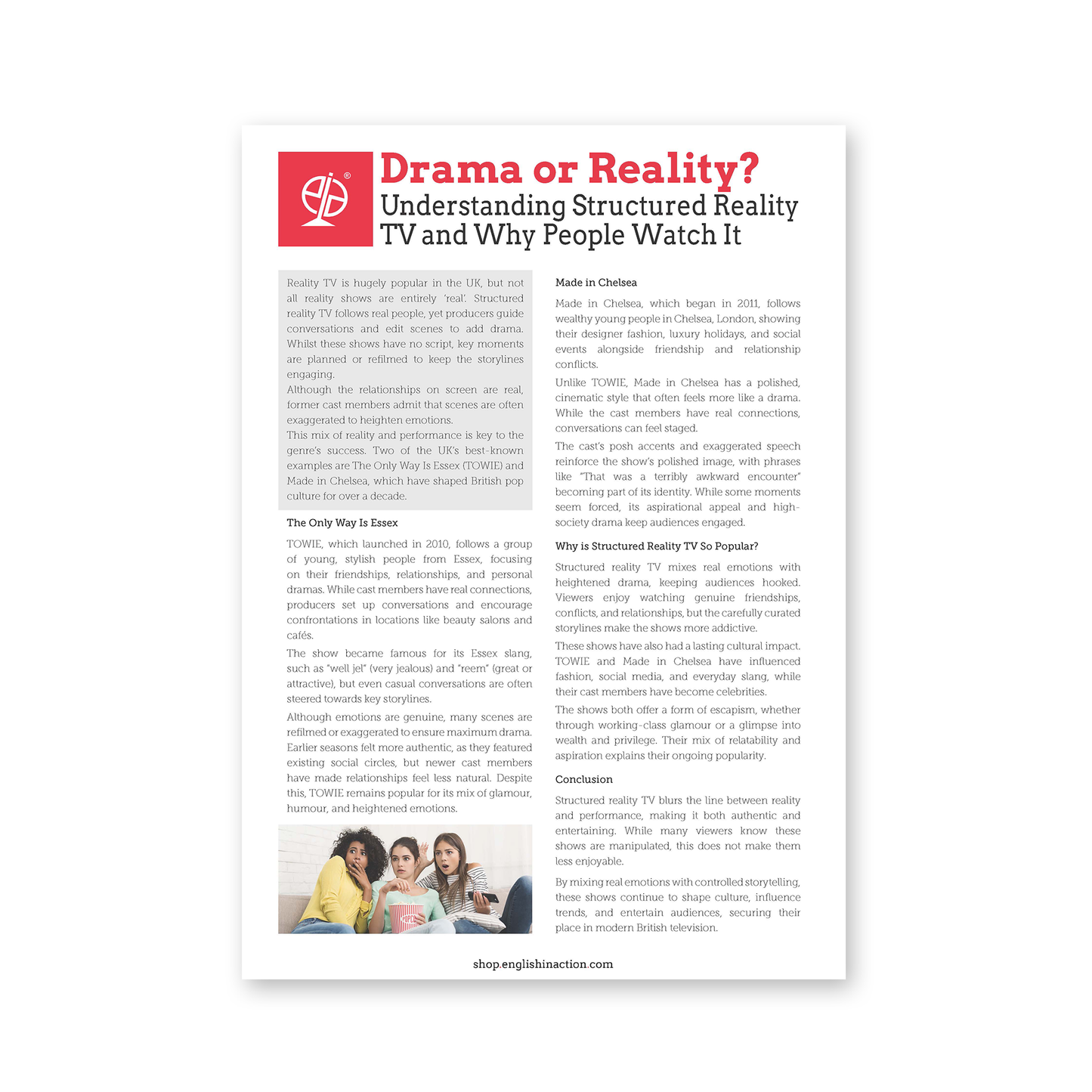 Drama or Reality? Text and Activities | EFL Resource