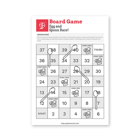 Egg and Spoon Race | EFL Board Game for Younger Learners and British Food Lessons - TEFL-Toolkit.com