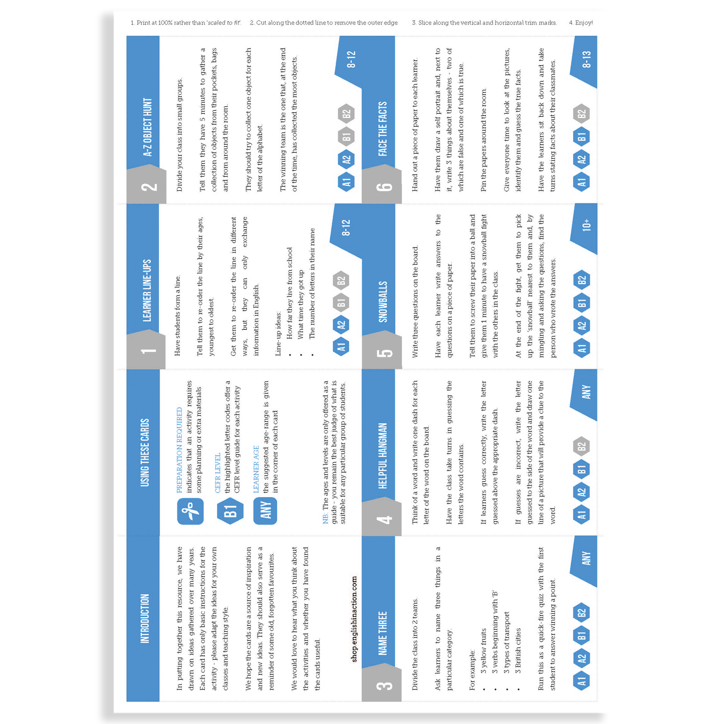 Fifty Bright Ideas | TEFL Activity Cards - TEFL-Toolkit.com