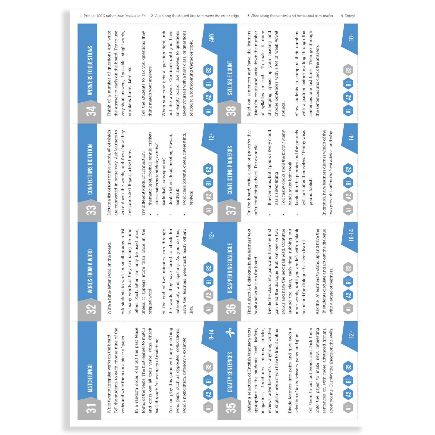 Fifty Bright Ideas | TEFL Activity Cards - TEFL-Toolkit.com