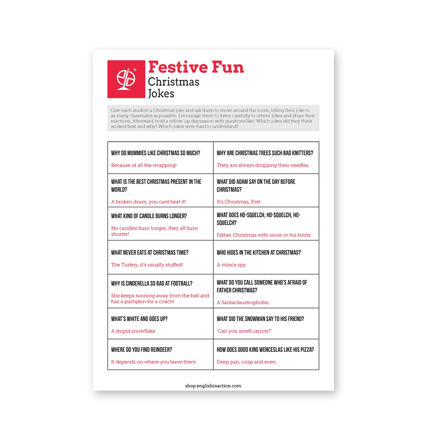 Christmas Worksheets | EFL Activities for Festive Vocabulary and Fun - TEFL-Toolkit.com