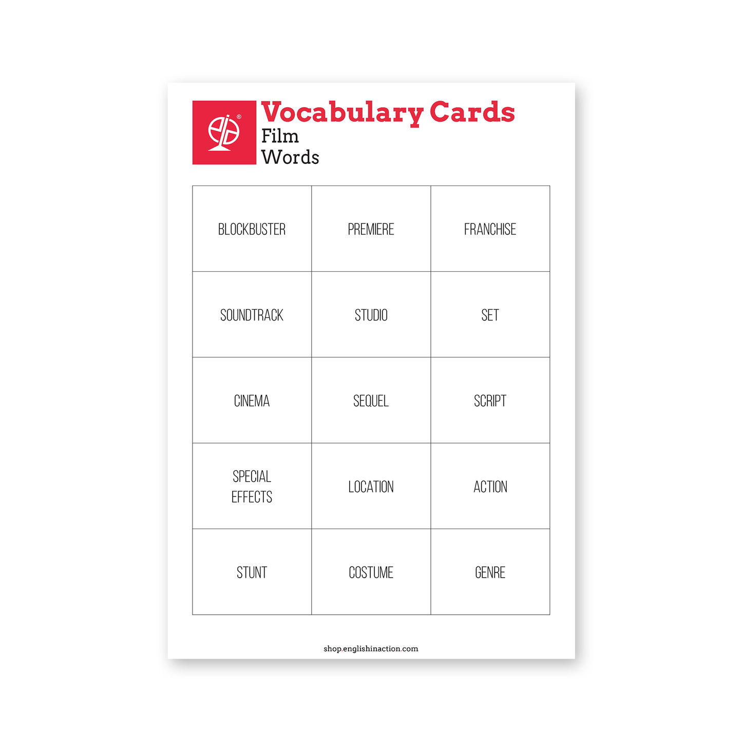 Music & Film Vocabulary | ESL Wordsearches, Crosswords & Printable Cards
