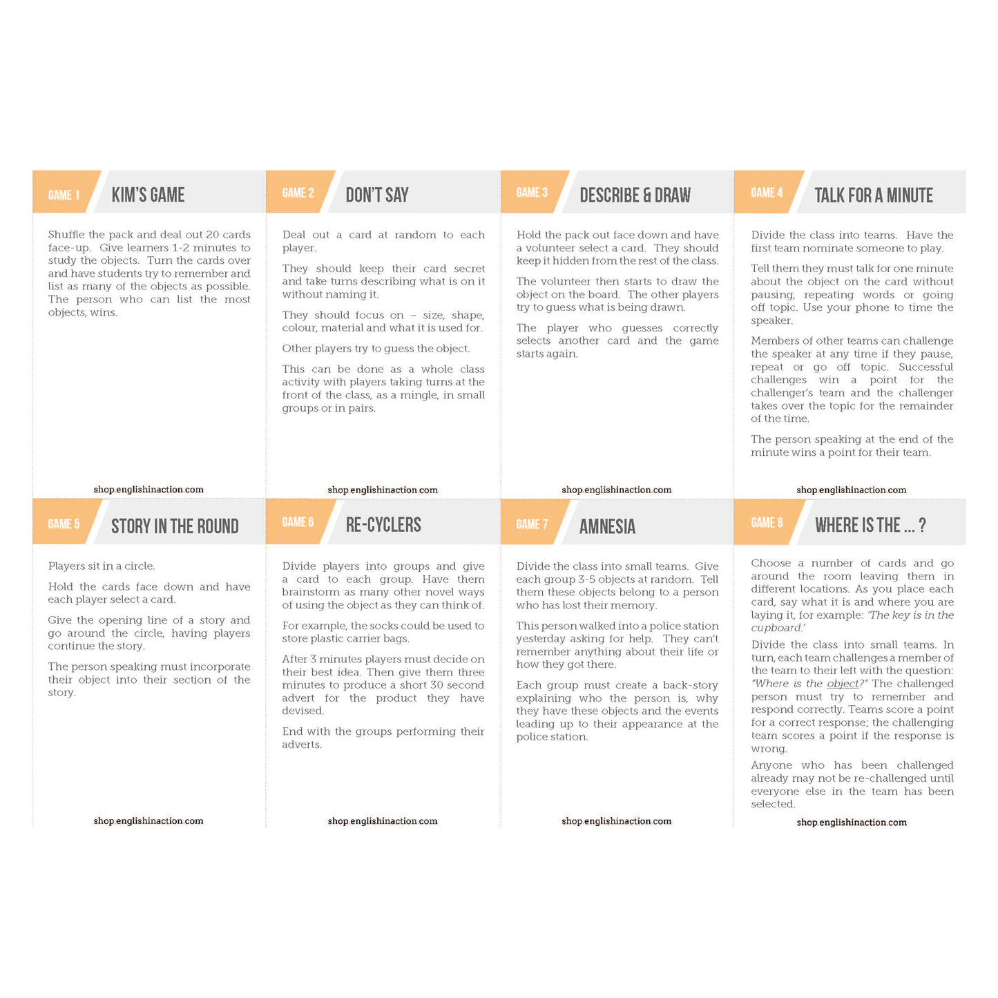 Object Lesson | TEFL Card Games - TEFL-Toolkit.com