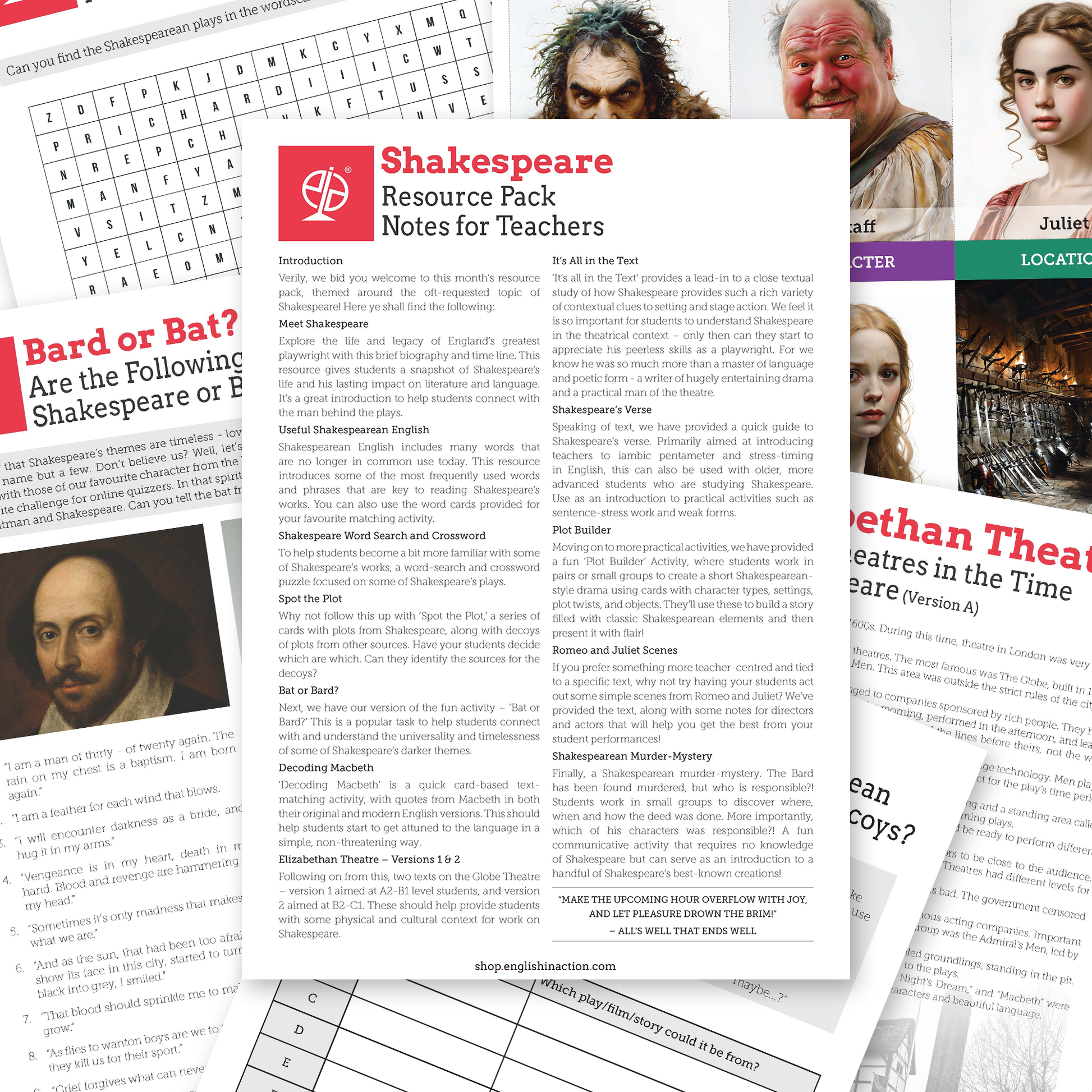 Shakespeare | EFL Resource Pack for Language, Literature and Creative English Lessons - TEFL-Toolkit.com