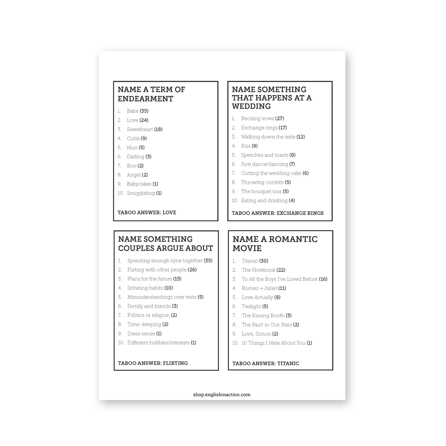 Top Picks Challenge | EFL Game - TEFL-Toolkit.com