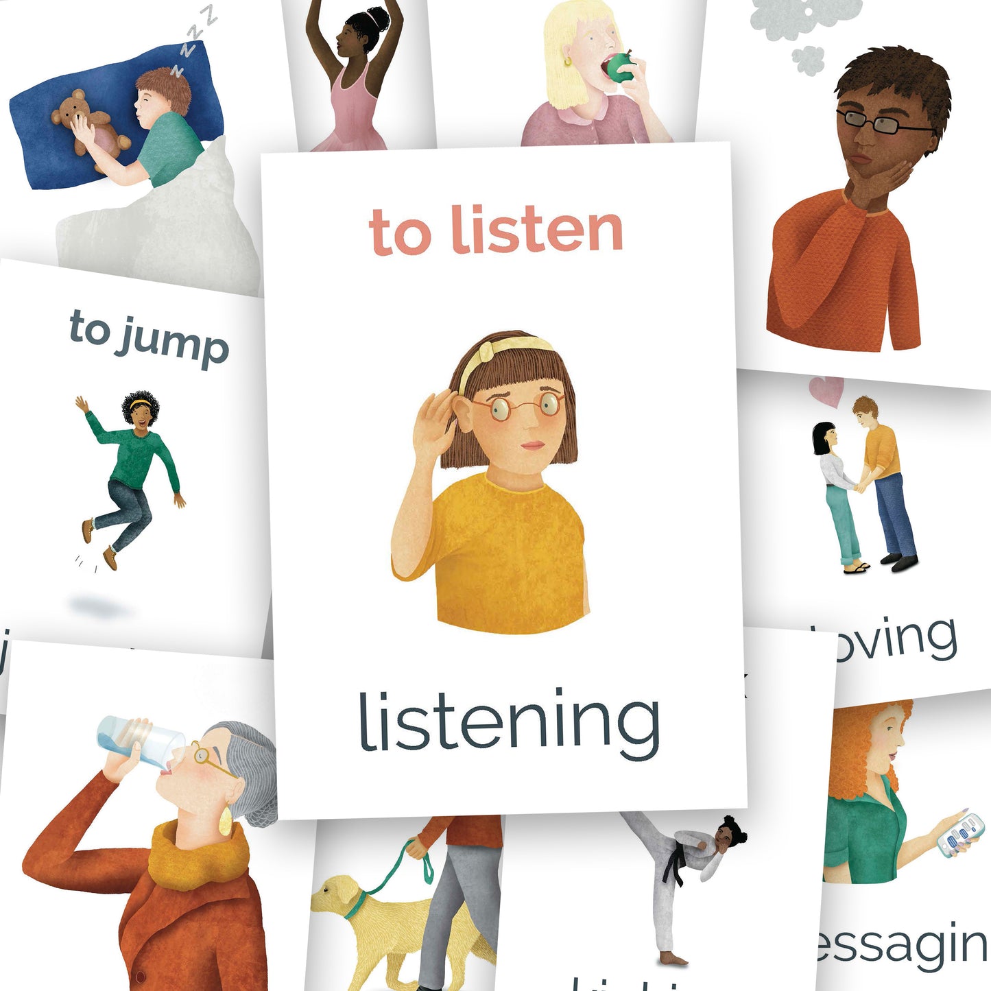 25 Common English Verbs | EFL Flashcards - shop.englishinaction.com