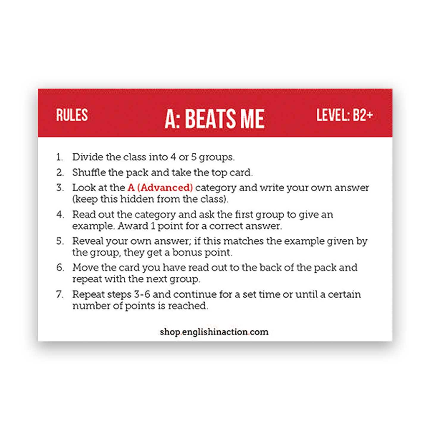 Word Blitz | TEFL Card Games - TEFL-Toolkit.com