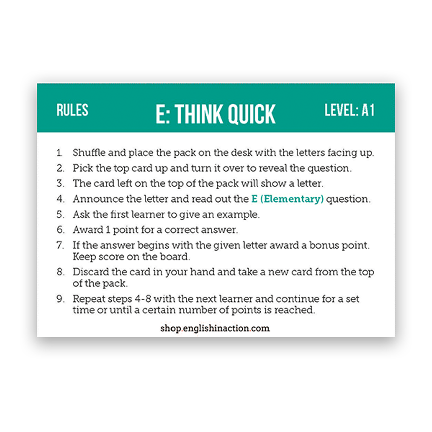 Word Blitz | TEFL Card Games - TEFL-Toolkit.com