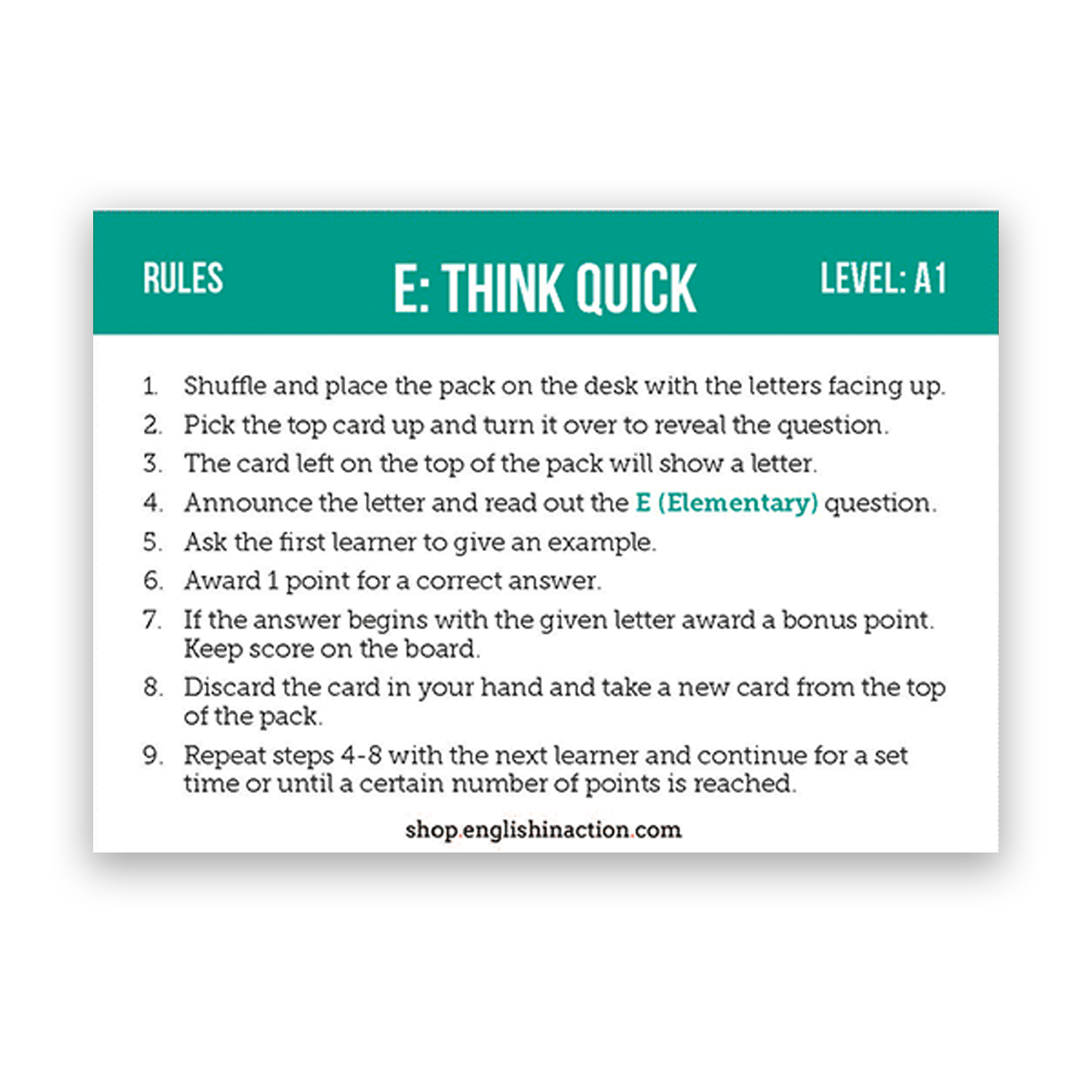 Word Blitz | TEFL Card Games - TEFL-Toolkit.com