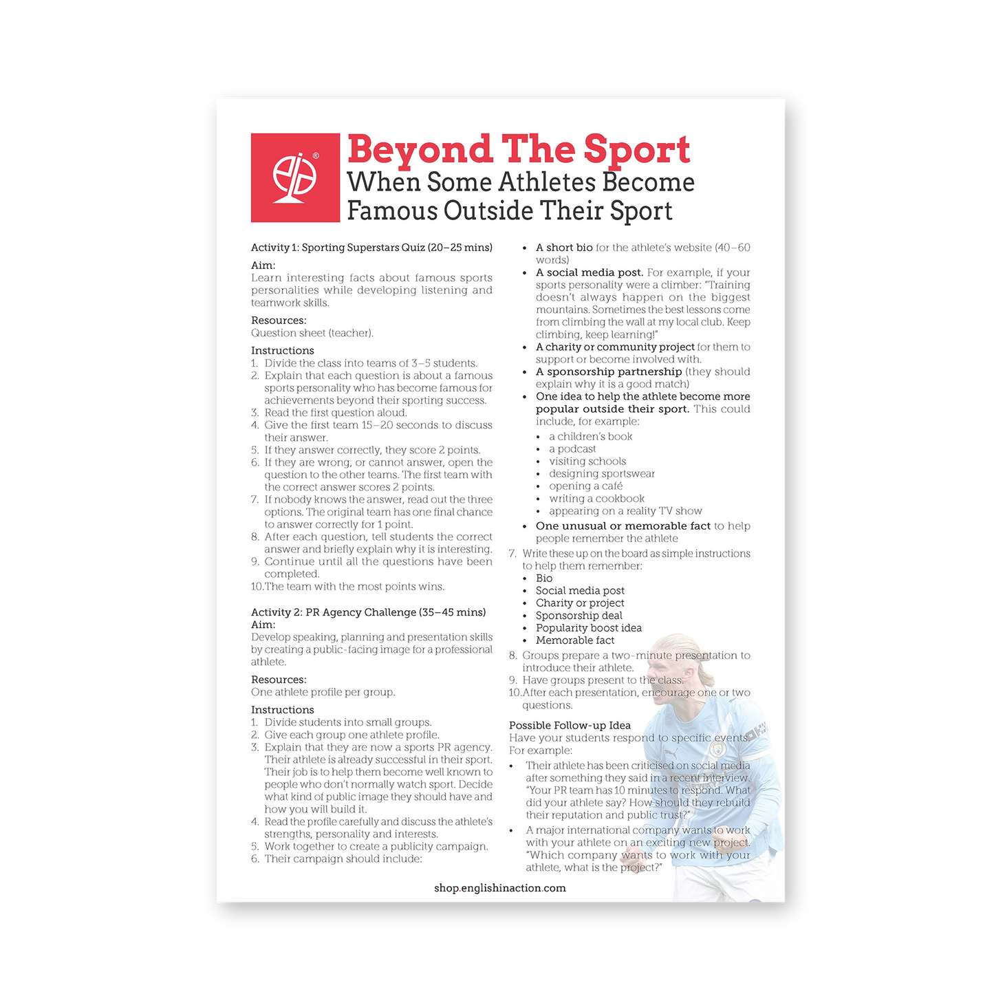 Beyond the Sport | Sports Discussion and Presentation Activities for EFL