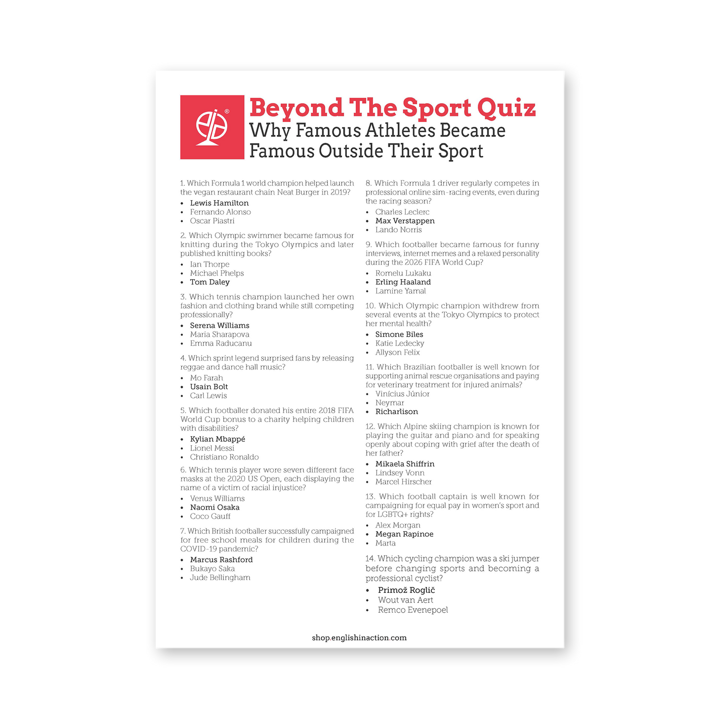 Beyond the Sport | Sports Discussion and Presentation Activities for EFL