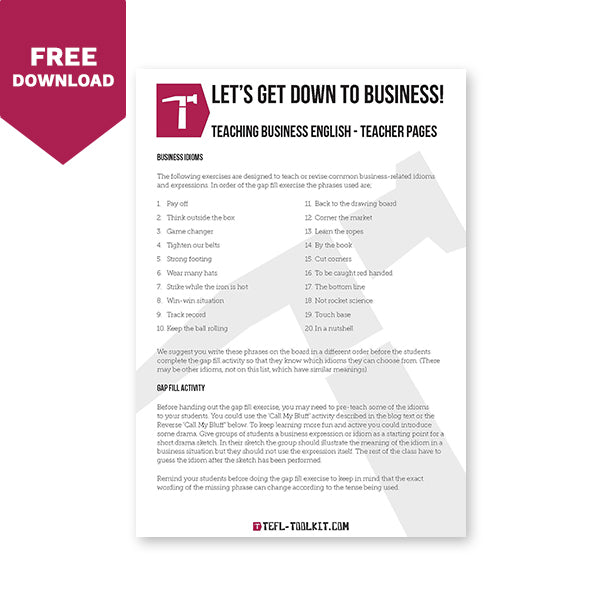 Let's Get Down To Business! | Teaching English for Business | EFL Resource - TEFL-Toolkit.com