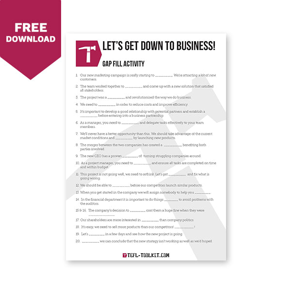 Let's Get Down To Business! | Teaching English for Business | EFL Resource - TEFL-Toolkit.com