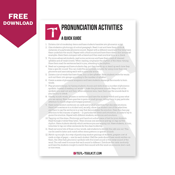 Pronunciation Activities | EFL Worksheet - TEFL-Toolkit.com