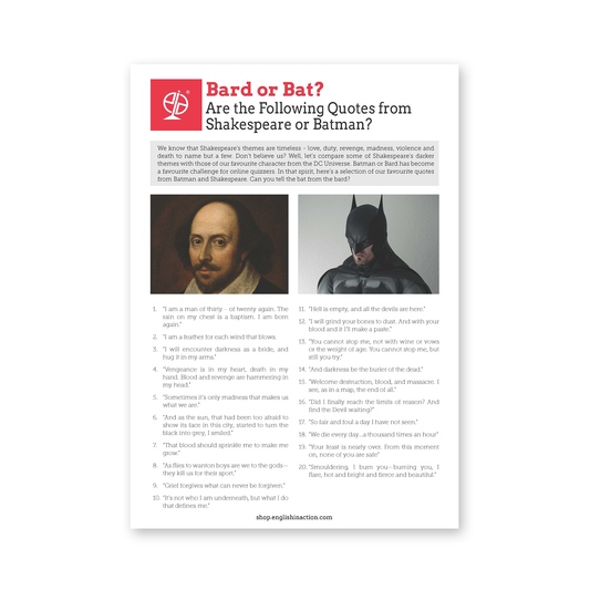 Bard or Bat? | EFL Quiz on Shakespeare Quotes - TEFL-Toolkit.com