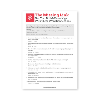 Britain Puzzles | Word Link and Odd-One-Out EFL Worksheets