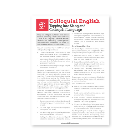 Colloquial English | ESL British Slang and Informal Language