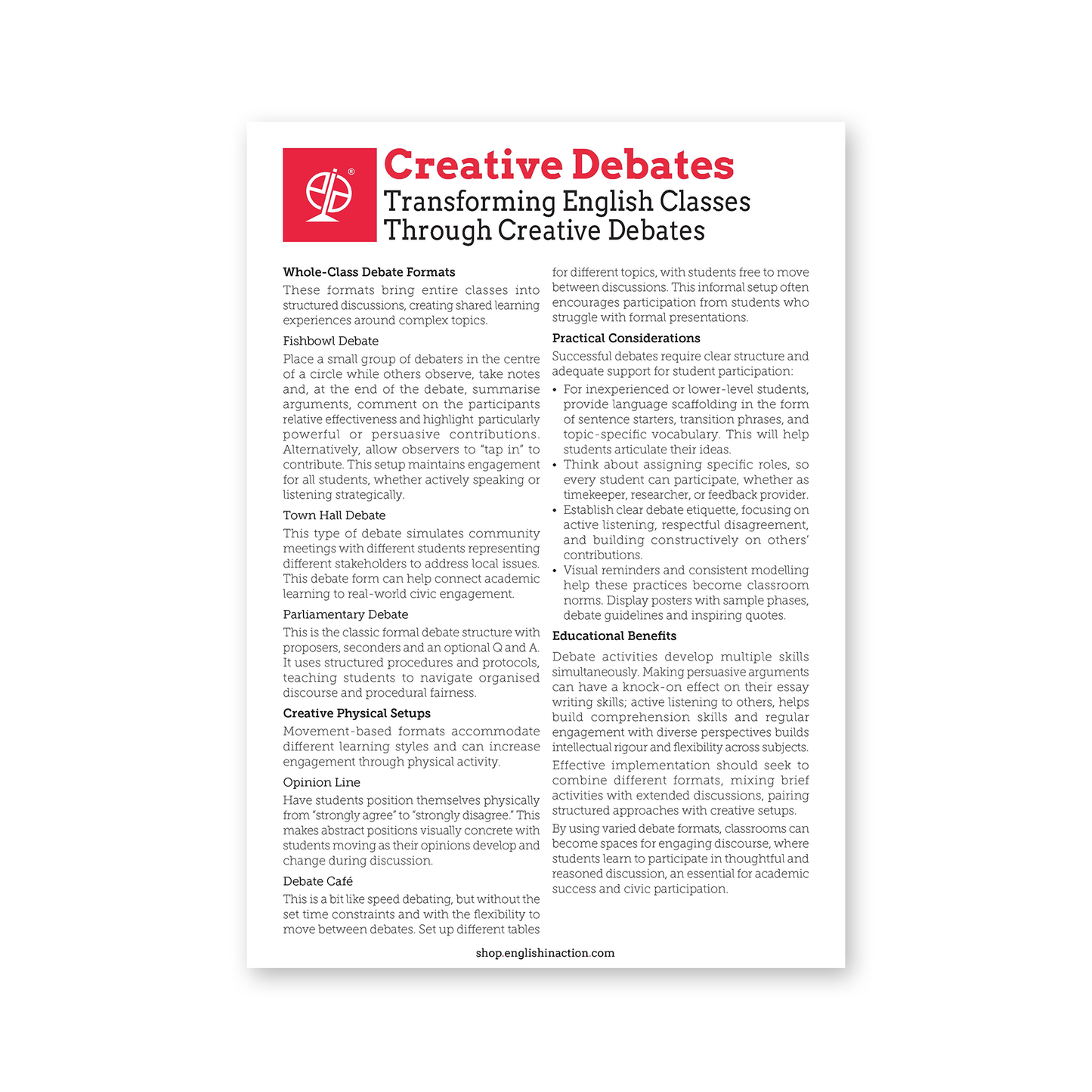 Creative Debates | ESL Classroom Debate Formats for Critical Thinking & Speaking Skills