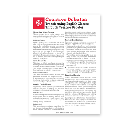 Creative Debates | ESL Classroom Debate Formats for Critical Thinking & Speaking Skills
