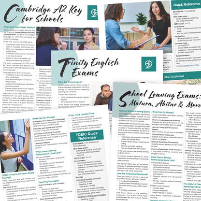 English Language Exams Reference Booklet | Cambridge, IELTS, PTE, TOEFL, TOEIC and More - TEFL-Toolkit.com
