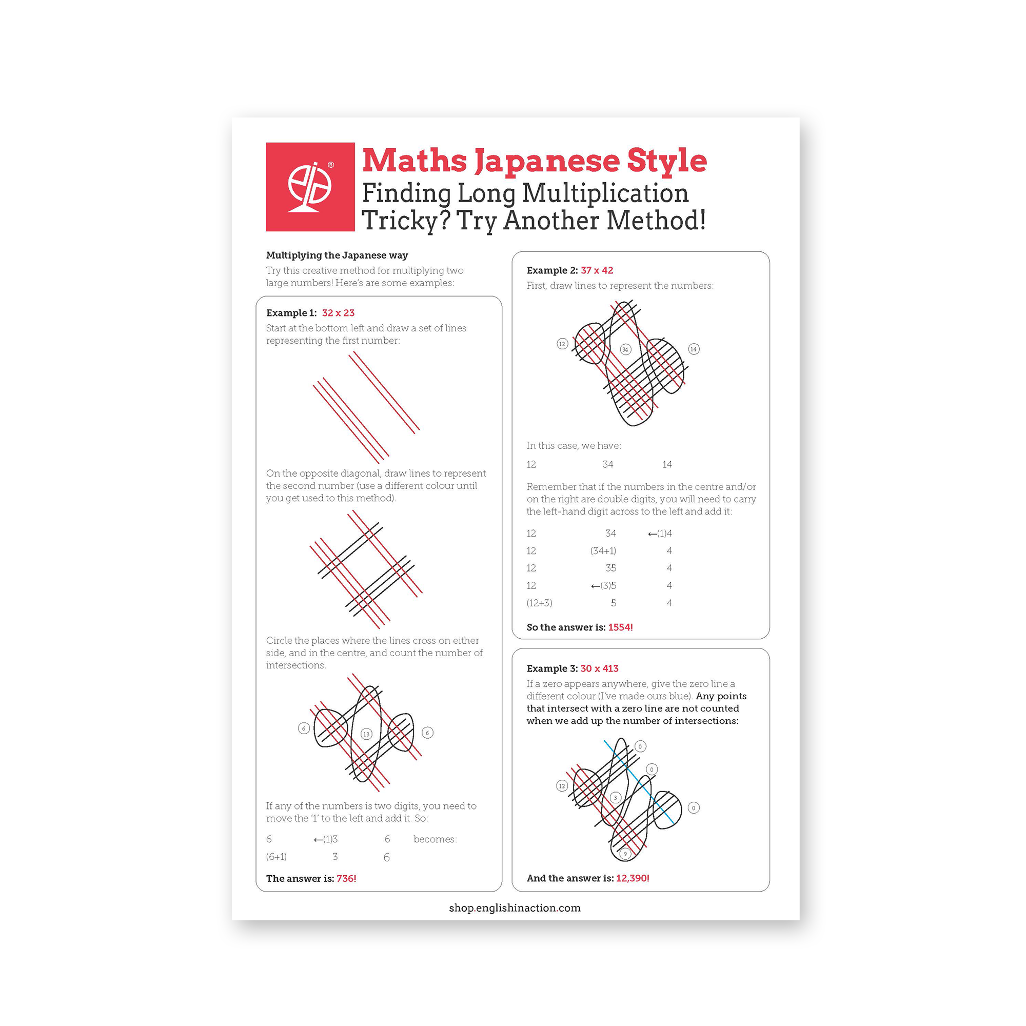 Maths Japanese Style | ESL Visual Guide to Long Multiplication – EiA Shop