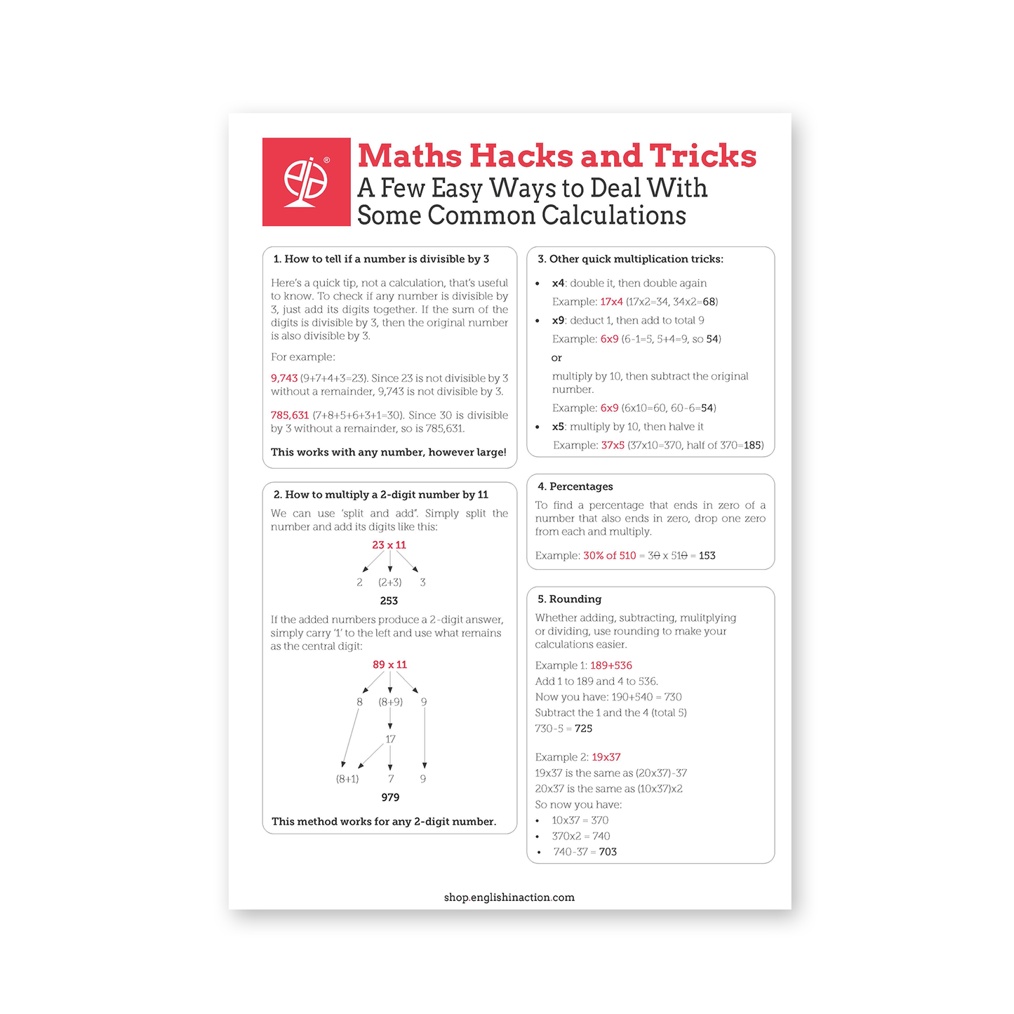 Maths Hacks and Tips | EFL Resource