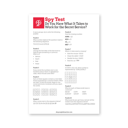 James Bond Text and Spy Test | Reading & Logic Activity for EFL Learners