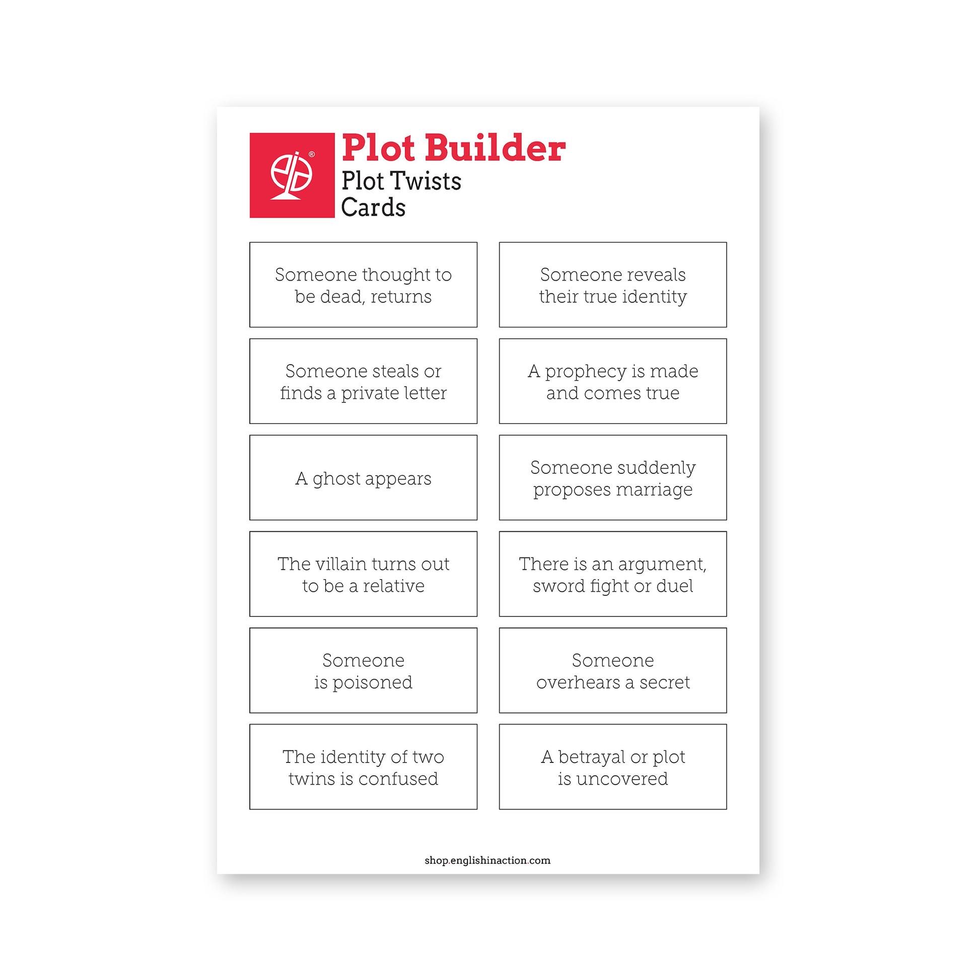 Plot Builder | EFL Speaking and Storytelling Game Inspired by Shakespeare - TEFL-Toolkit.com