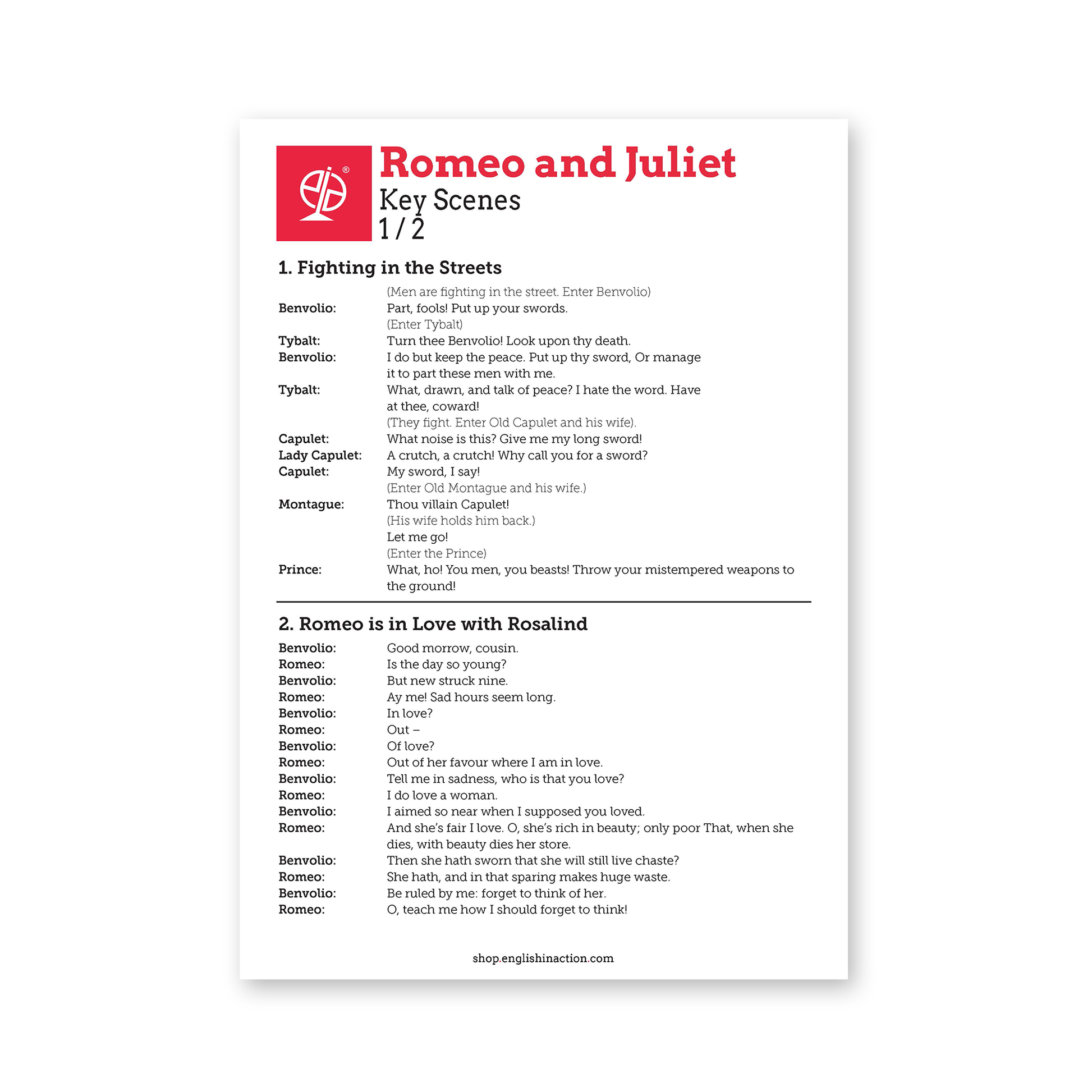 Romeo and Juliet Scenes | EFL Script Resource with Key Extracts and Performance Notes - TEFL-Toolkit.com