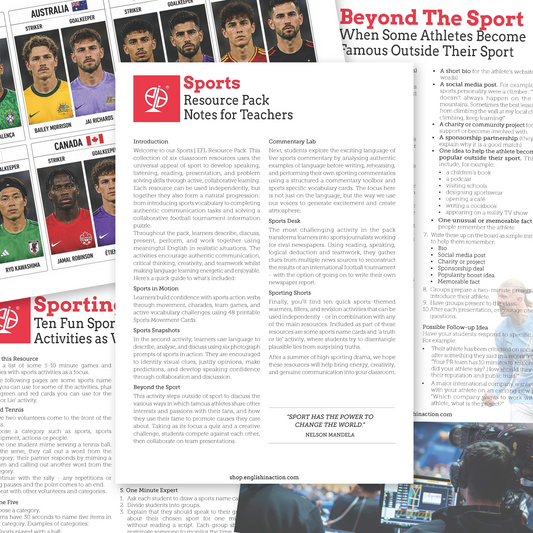 Sports | EFL Resource Pack for Active Sports Themed English Lessons
