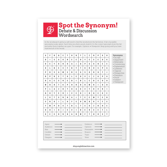 Debate and Discussion Synonyms Wordsearches | ESL Vocabulary Puzzle Activities for Debate Skills - TEFL-Toolkit.com